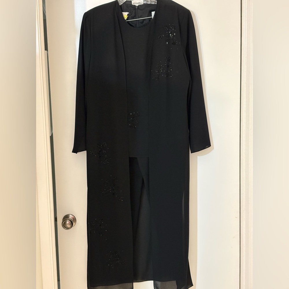 Flowing Black Pantsuit After Dark 3 Piece Layered Flowing Maxi Tunic Has Splits